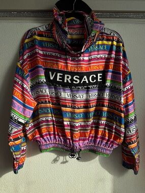 Authentic NWT Versace Silk Popover Logo hoodie